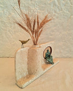 Sculpturale vaas van papier-maché