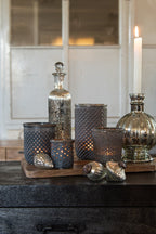 Theelichthouder Ø 10x17 cm Grijs Glas Waxinelichthouder
