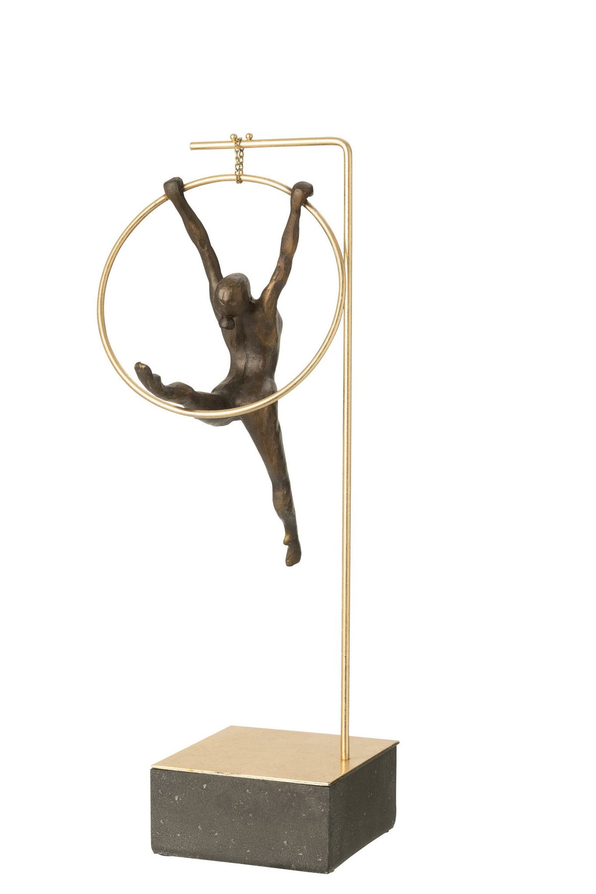 J-Line decoratie Gymnast Hoepel Beta - polyresin - zwart/goud