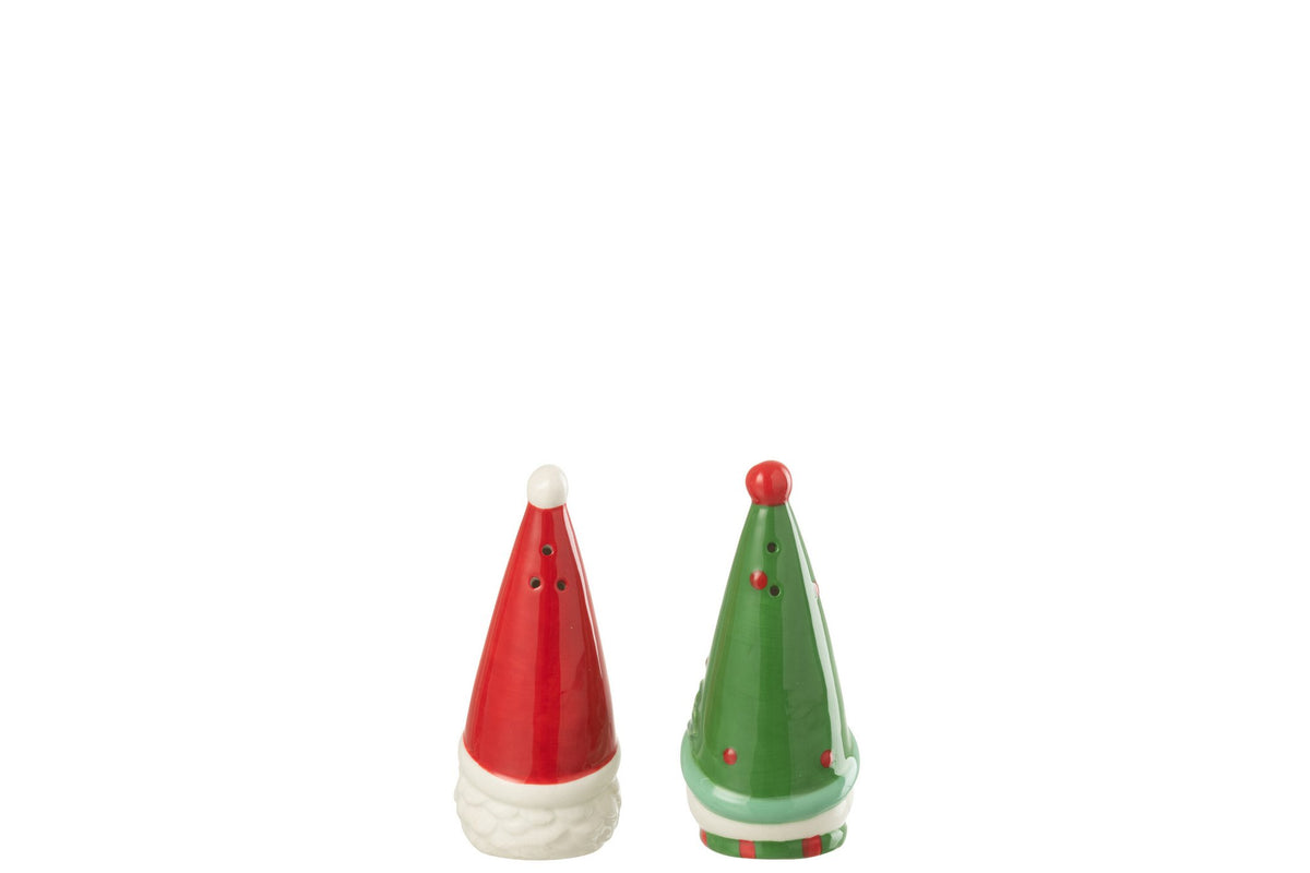 J-Line peper- & zoutstellen Kerstman + Sneeuwpop - keramiek - mix
