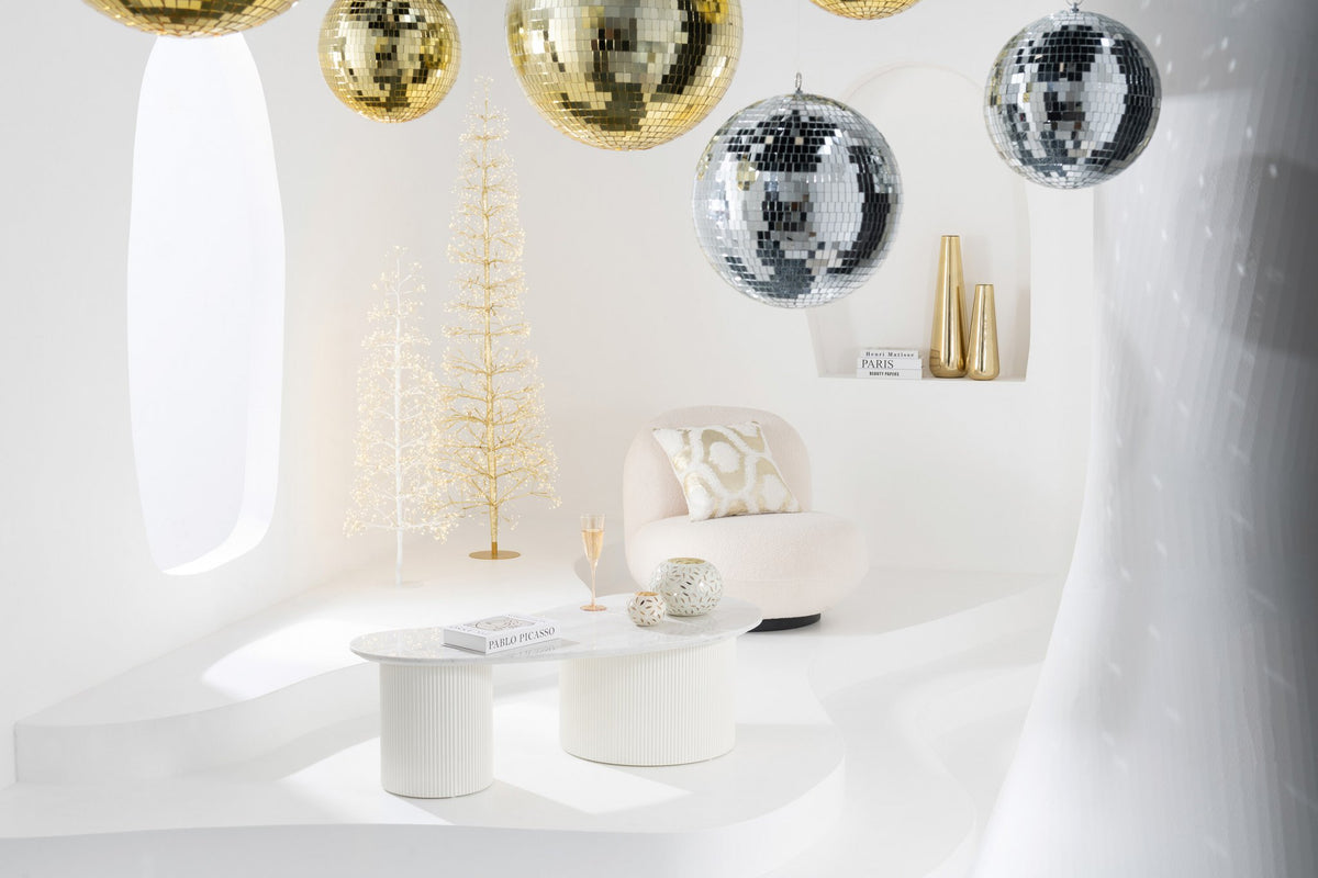 J-Line decoratie Boom - warm witte - ijzer - wit - L - LED