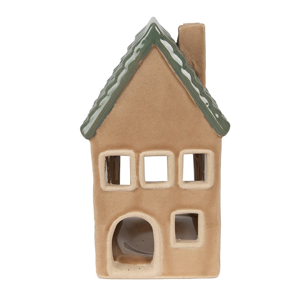 Waxinelichthouder Huis 15 cm Bruin Porselein