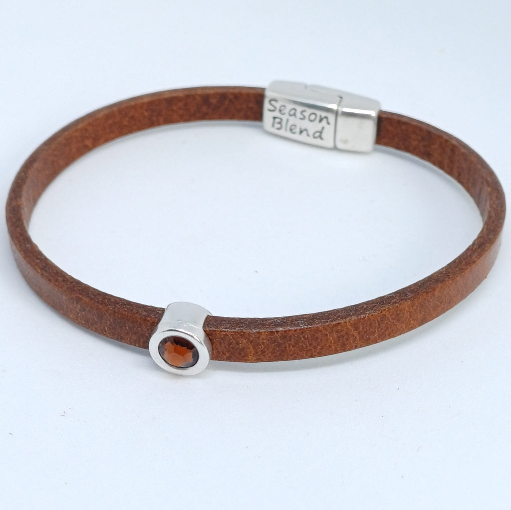 Shorty leren armband antiek verzilverd