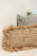 J-Line kussen Rechthoekig Raffia - jute - naturel