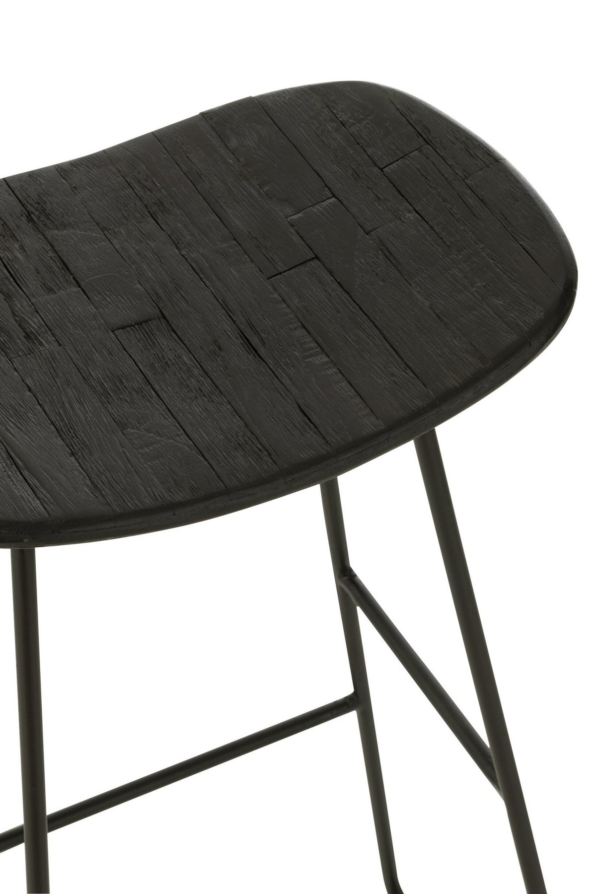 J-Line stoel Rechthoekig - gerecycleerd teak - zwart - large