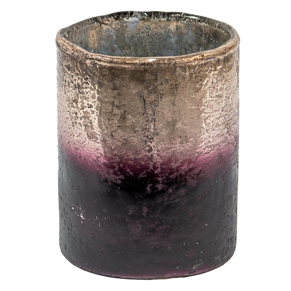 Theelichthouder Ø 9x11 cm Goudkleurig Bruin Glas Waxinelichthouder