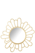 J-Line spiegel Bloem - metaal/spiegel - goud - Ø 90 cm