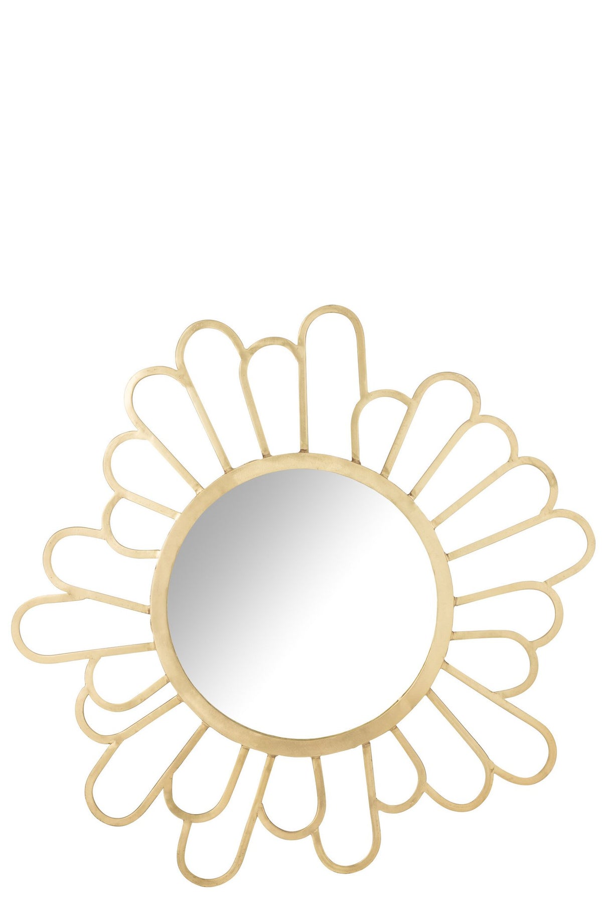 J-Line spiegel Bloem - metaal/spiegel - goud - Ø 90 cm