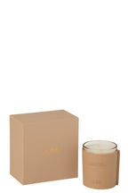 J-Line geurkaars Leder - Ochre Woods - glas - bruin - 40U