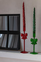 J-Line kaarshouder - glas - groen - set van 2