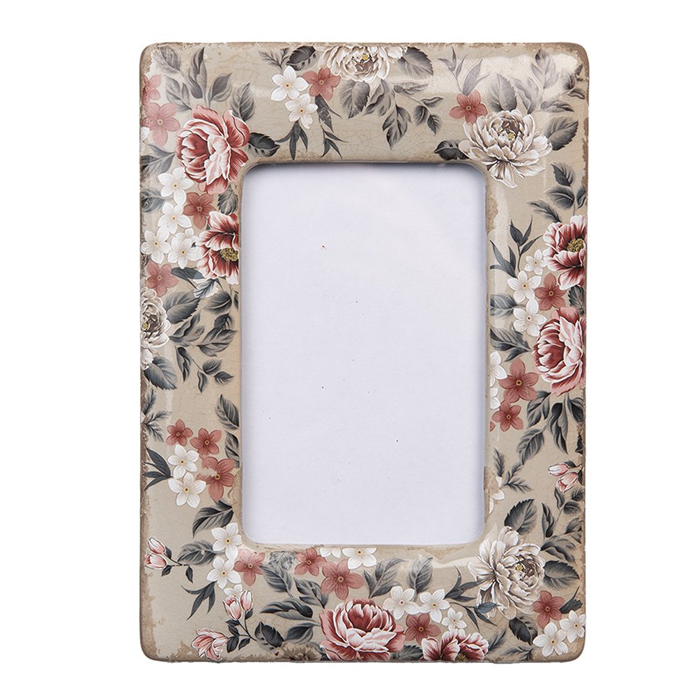 Fotolijst 9x13 cm Beige Keramiek Bloemen