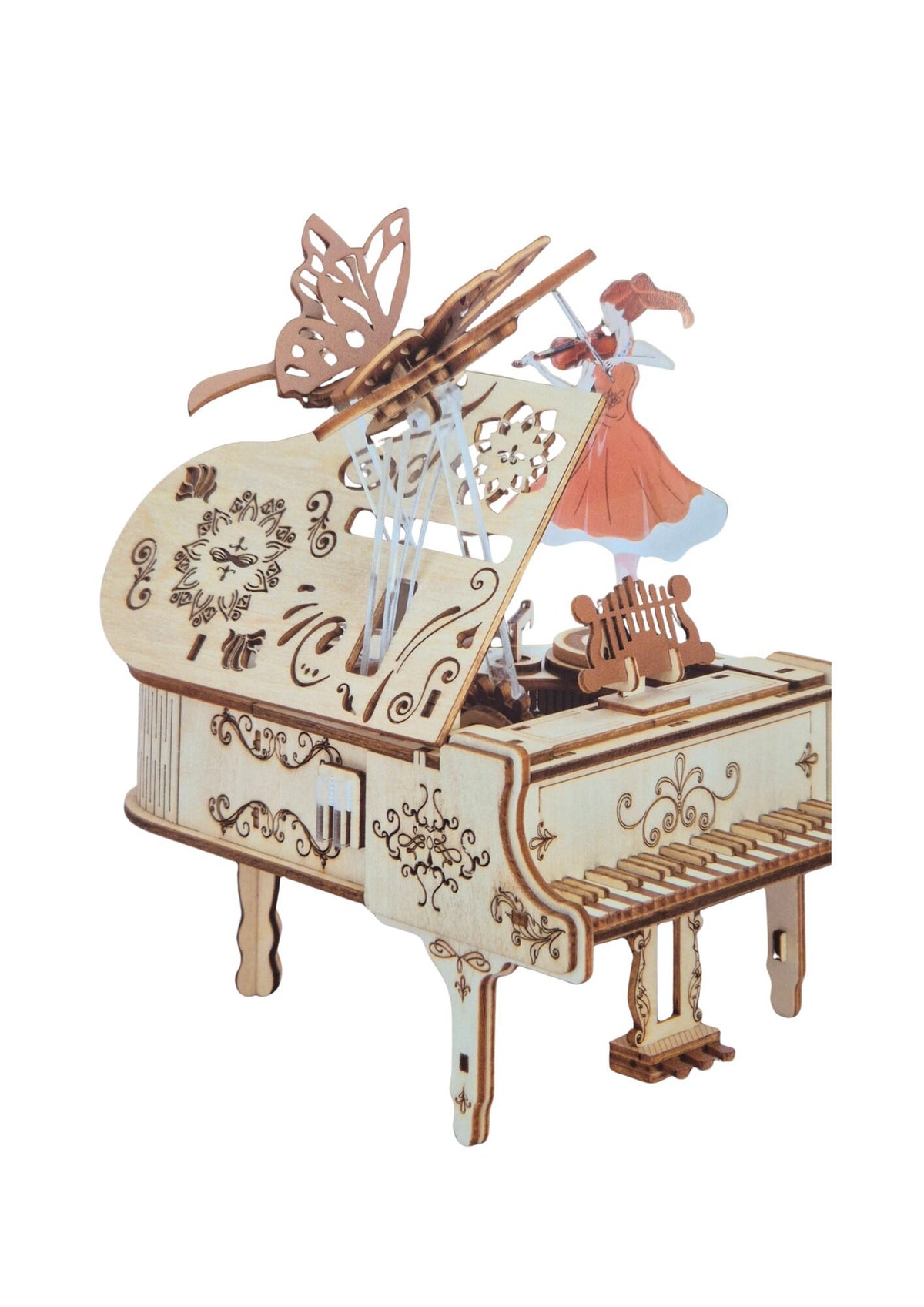 Inspirebox, 3D Muziekdoos, Houten Puzzel Piano, BE013165, 15,9x17,5x20,3cm