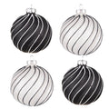 Kerstbal Set van 4 Ø 8 cm Zwart Grijs Glas Kerstdecoratie
