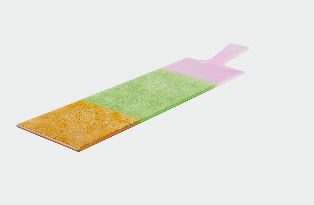 Artisano Platter Lang Large 58x15 Green, Pink & Yellow
