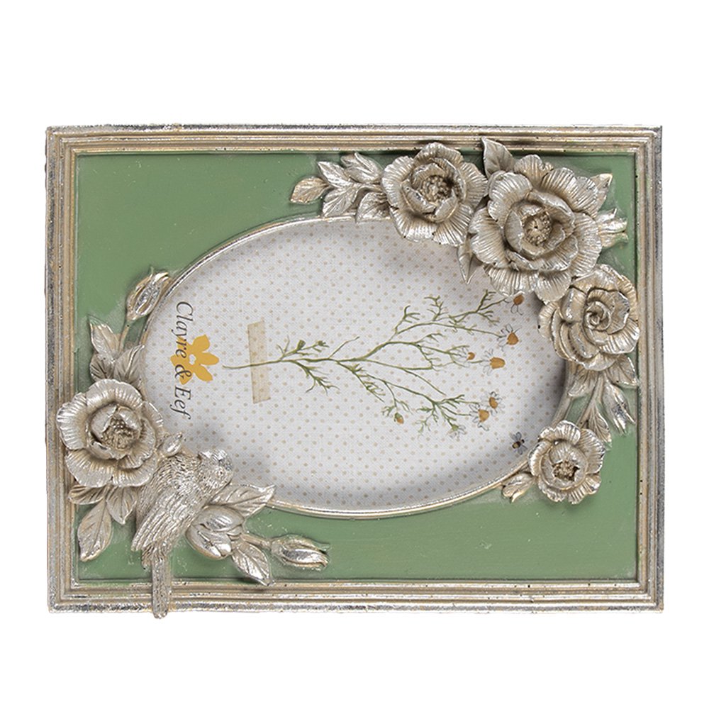 Fotolijst 10x15 cm Zilverkleurig Polyresin Bloemen Fotokader