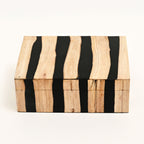 Zwart gestreepte houten decoratieve doos