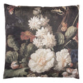 Sierkussen 45x45 cm Zwart Wit Synthetisch Bloemen Kussenhoes met Kussenvulling