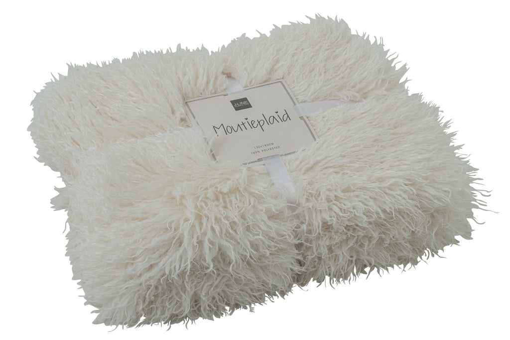 J-Line deken Moutie - polyester - wit