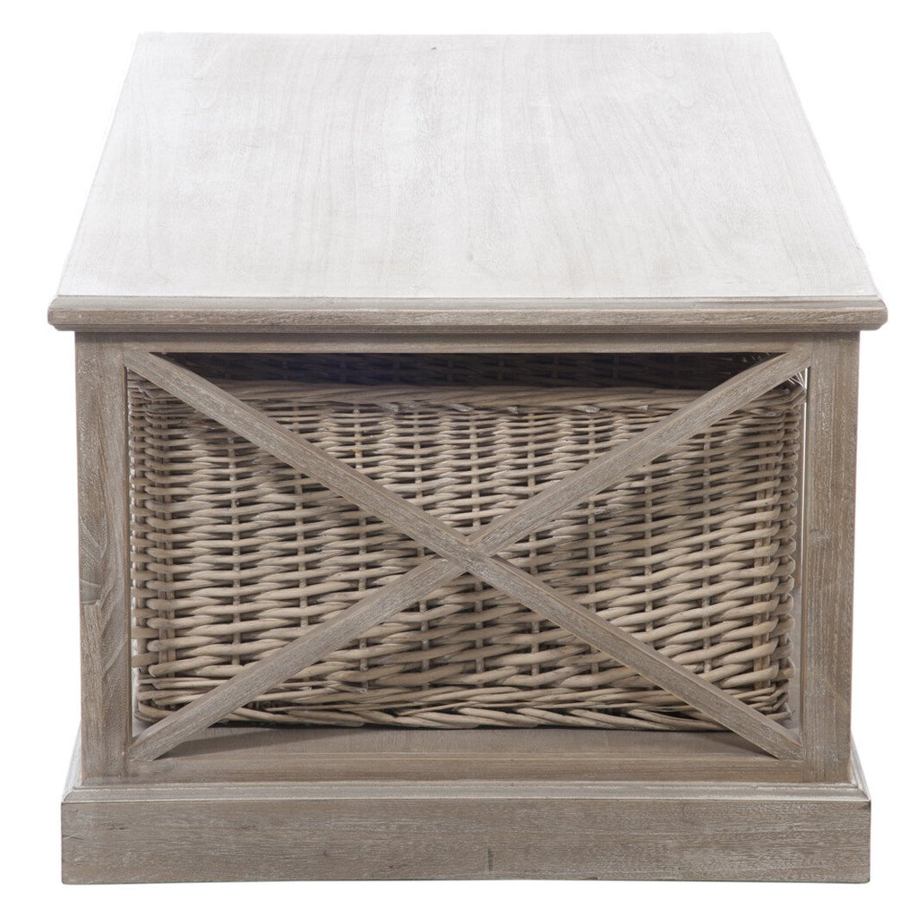 J-Line Salontafel Rechthoek - 2 schuiven en 1 mand - hout - grijs