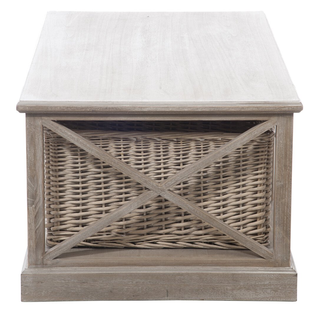 J-Line Salontafel Rechthoek - 2 schuiven en 1 mand - hout - grijs