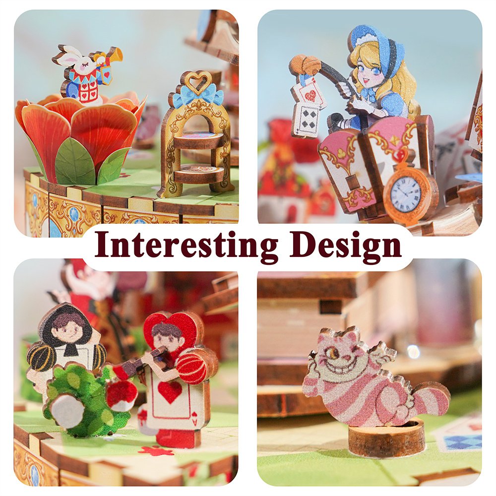 Tonecheer, Muziekdoosje, DIY 3D Houten Puzzel, Alice's Tea Party, TQ073, 13,7x13,2x20,9cm