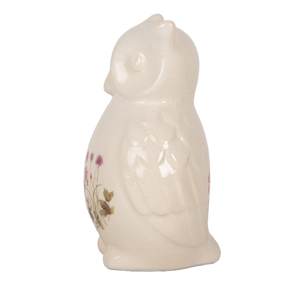 Decoratie Beeld Uil 11x10x17 cm Beige Roze Keramiek