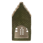 Waxinelichthouder Huis 7x7x14 cm Groen Keramiek