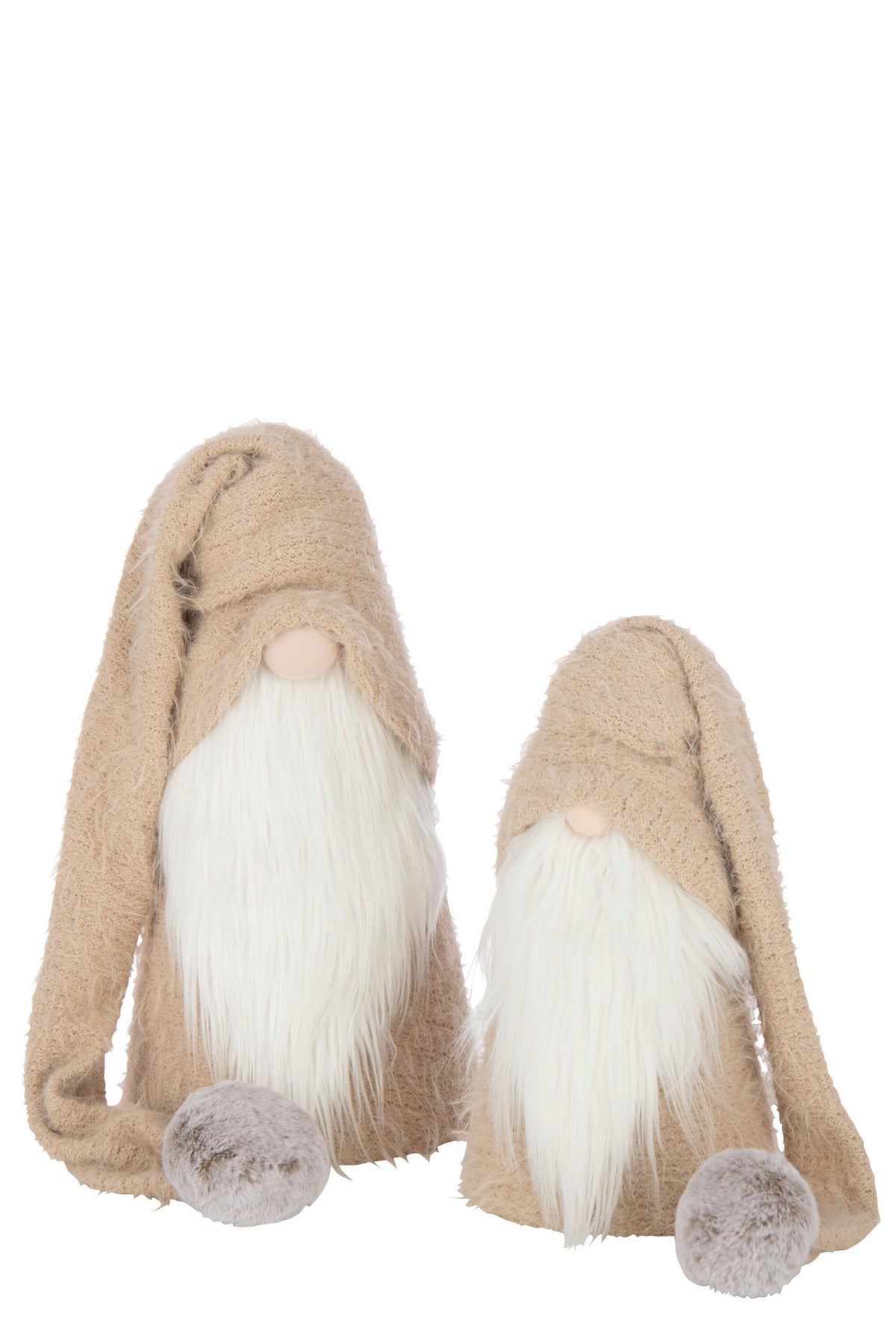 J-Line figuur Kerstman Winter - polyresin - wit/beige - L