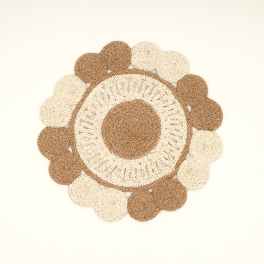 Beige katoenen gevlochten placemat – handgemaakte eetmat