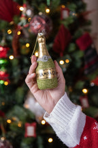 Kersthanger Fles 14 cm Groen Glas Kerstboomversiering
