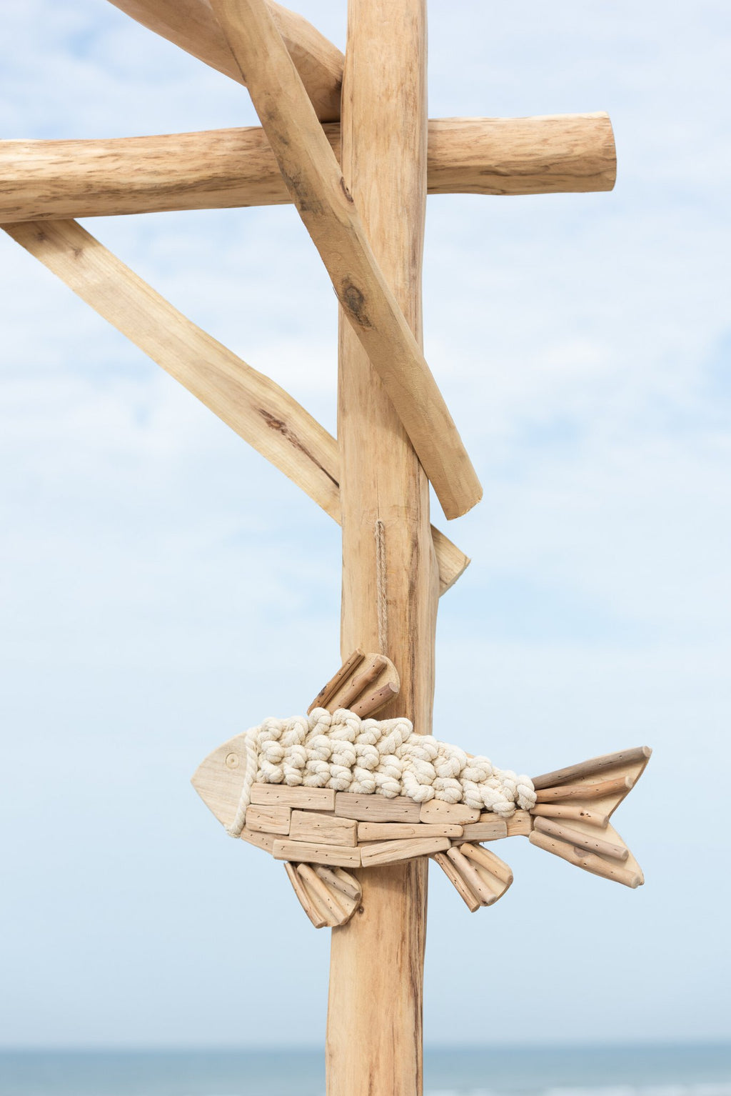 J-Line Hanger Vis - hout - naturel - groot