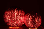 J-Line decoratie Bal Gekraakt - glas - kerstrood - L - LED