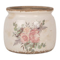 Bloempot Ø 16x13 cm Beige Keramiek Bloemen