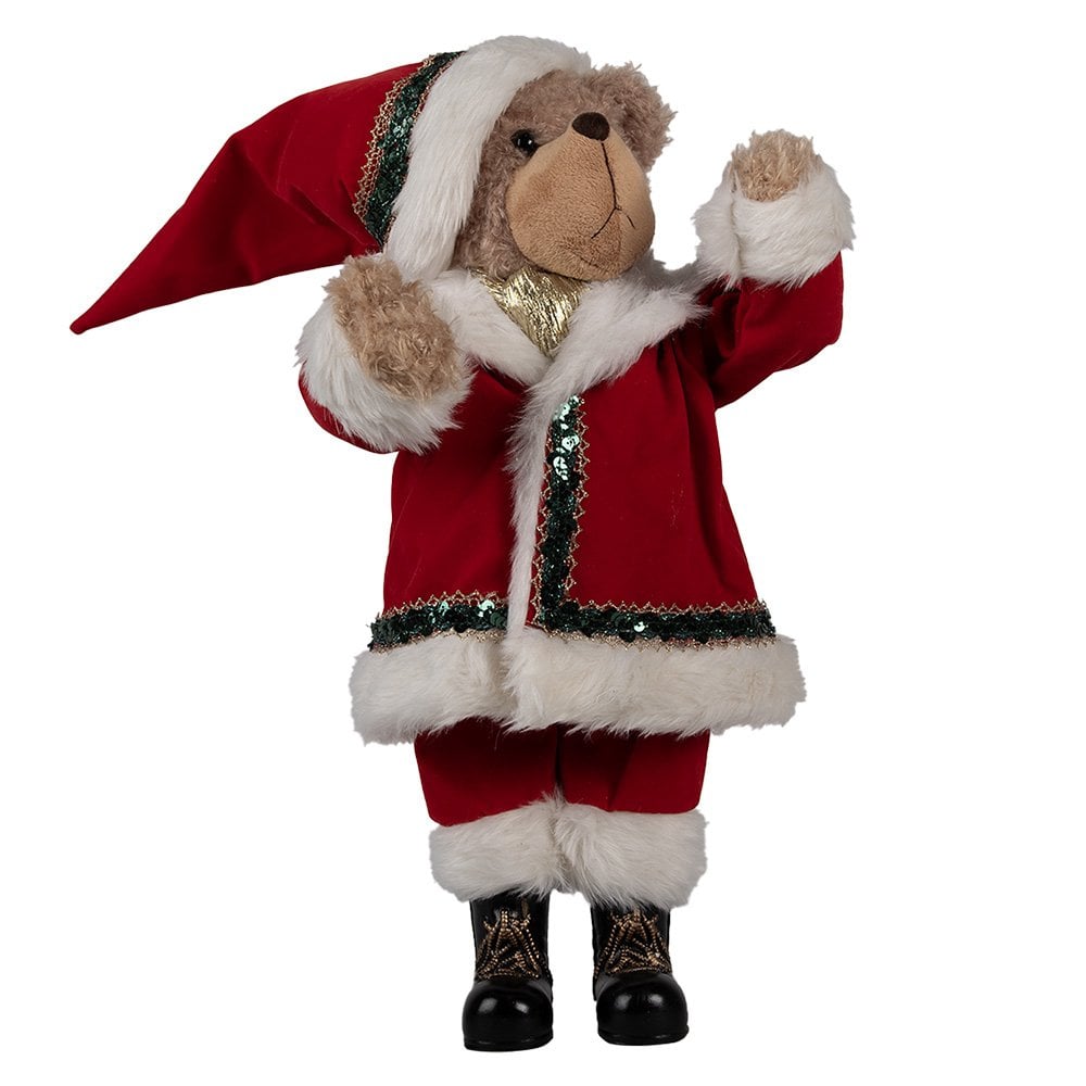 Kerstdecoratie Beeld Beer 51 cm Rood Kunststof Kerstman