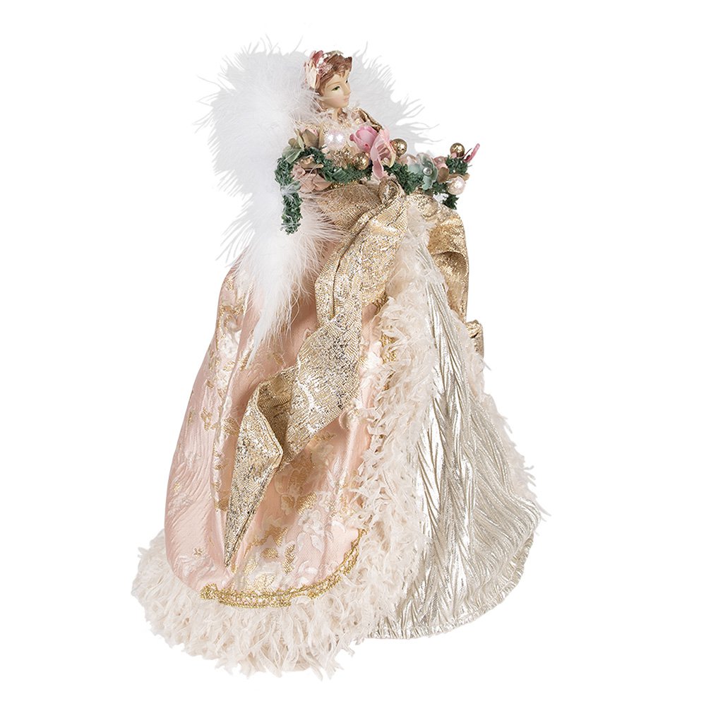 Kerstdecoratie Engel 40 cm Roze Goudkleurig Kunststof Kerstboomversiering