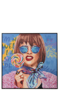 J-Line wanddecoratie Graffiti Vrouw Lolly - canvas/verf - mix