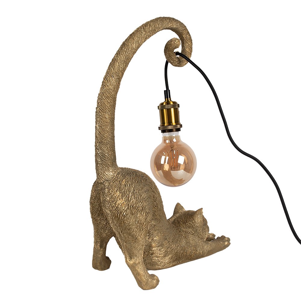 Tafellamp Kat 31x17x49 cm Goudkleurig Polyresin Bureaulamp