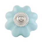Deurknop Ø 4 cm blauw keramiek meubelknop