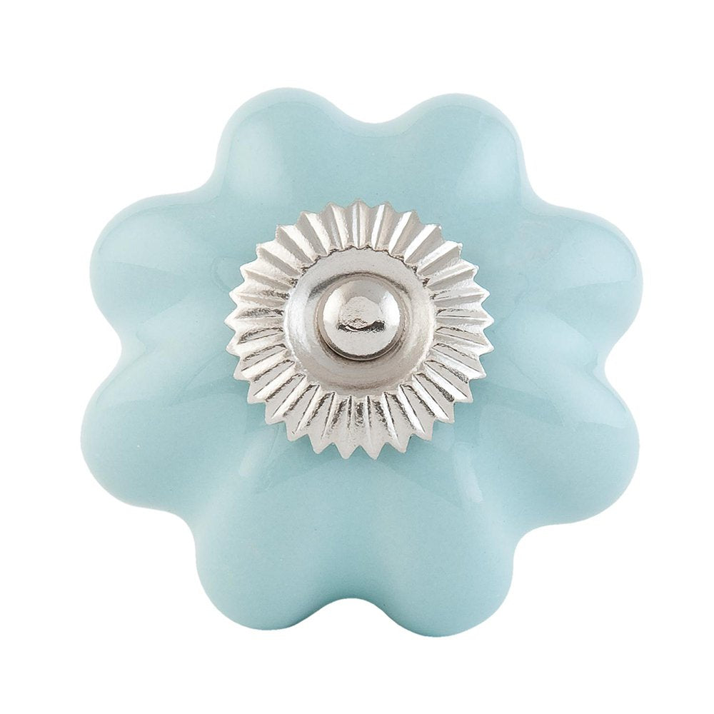 Deurknop Ø 4 cm blauw keramiek meubelknop
