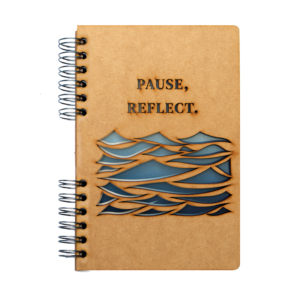 Duurzaam Houten Notitieboek – Komoni – Pause & Reflect - Gerecycled papier – Navulbaar