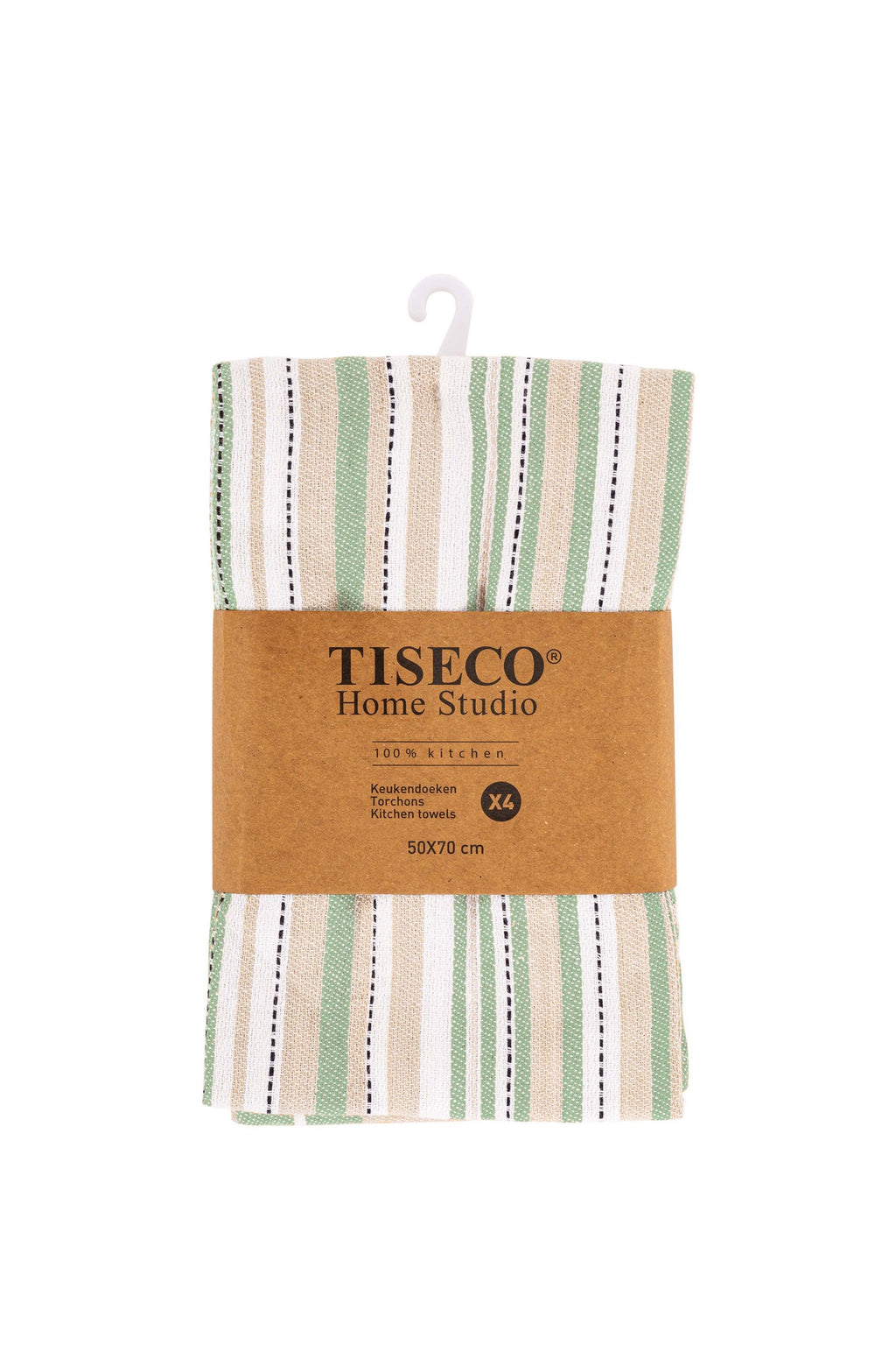 Theedoek multilines - set/4 - 50x70 cm, zwart