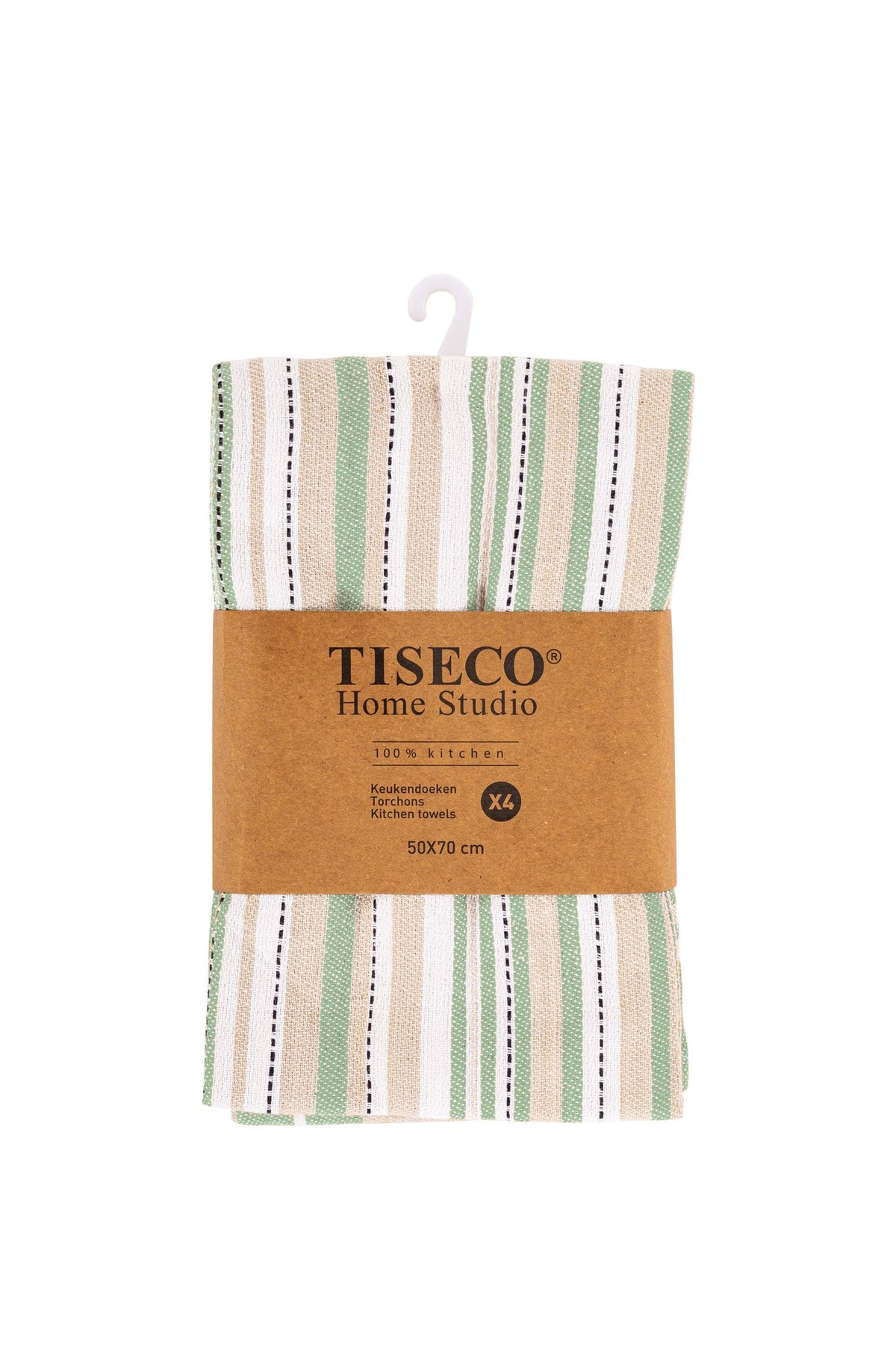 Theedoek multilines - set/4 - 50x70 cm, zwart