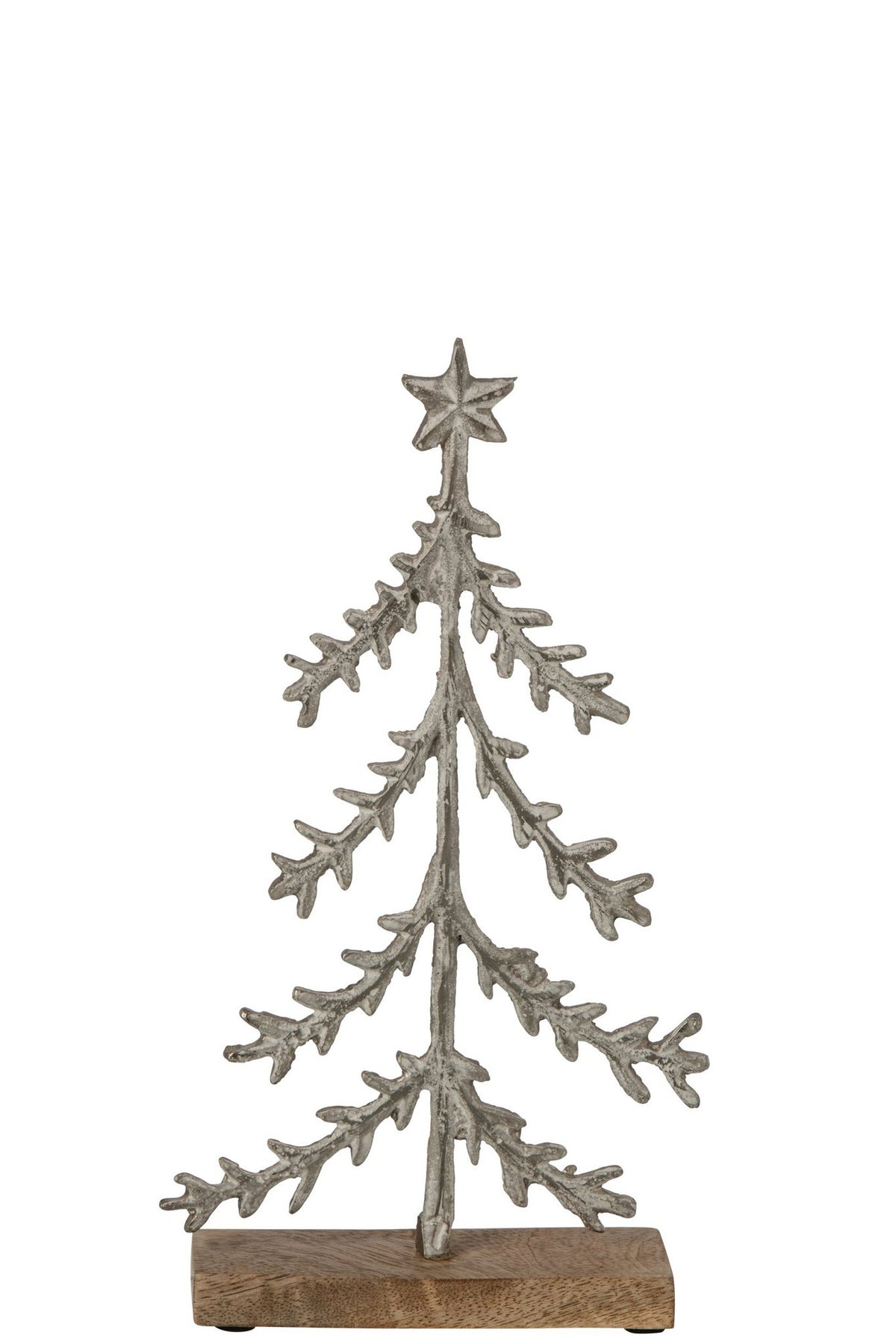 J-Line kerstboom met ster - aluminium - gebroken wit/naturel - S