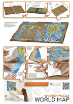 Eco Wood Art (EWA) Houten Legpuzzel World Map in kleur, 3038, 55x39x0,5cm
