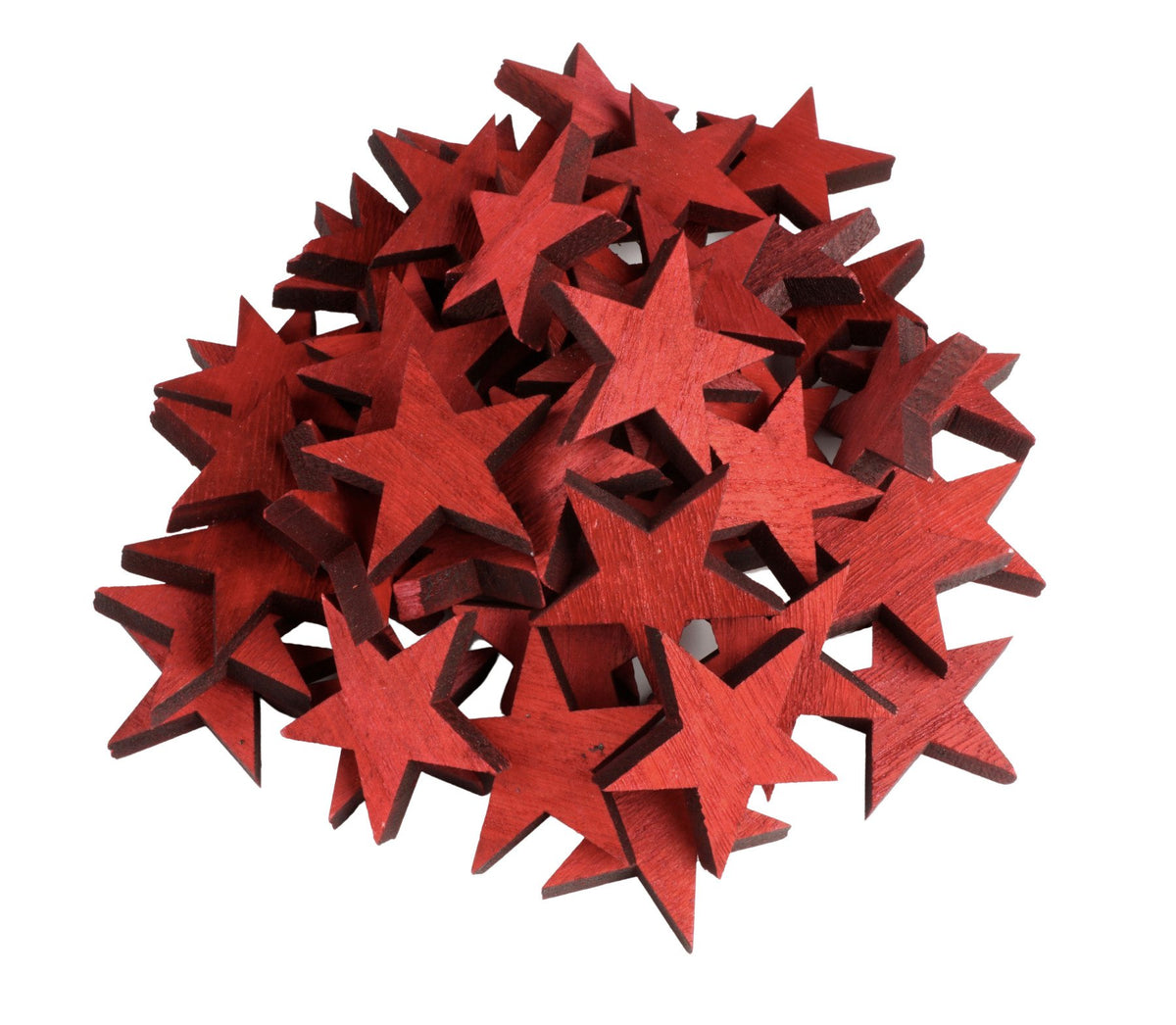 Houten sterren 50st 5cm rood