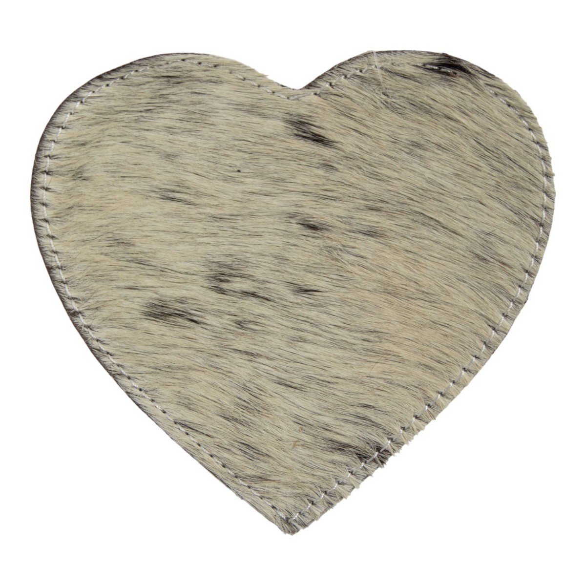 Onderzetter koehuid hart zwart/wit 14cm