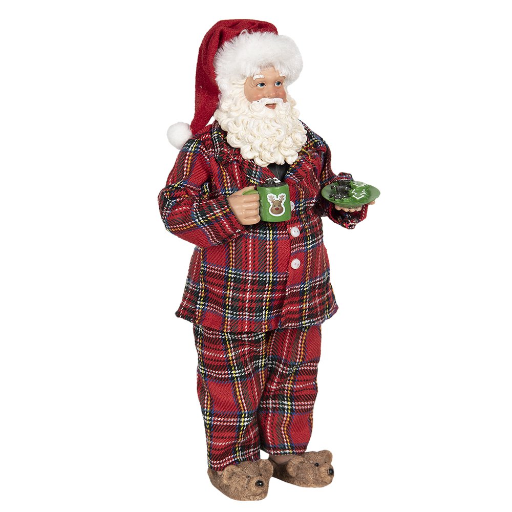 Beeld Kerstman 28 cm Rood Groen Textiel Beeld
