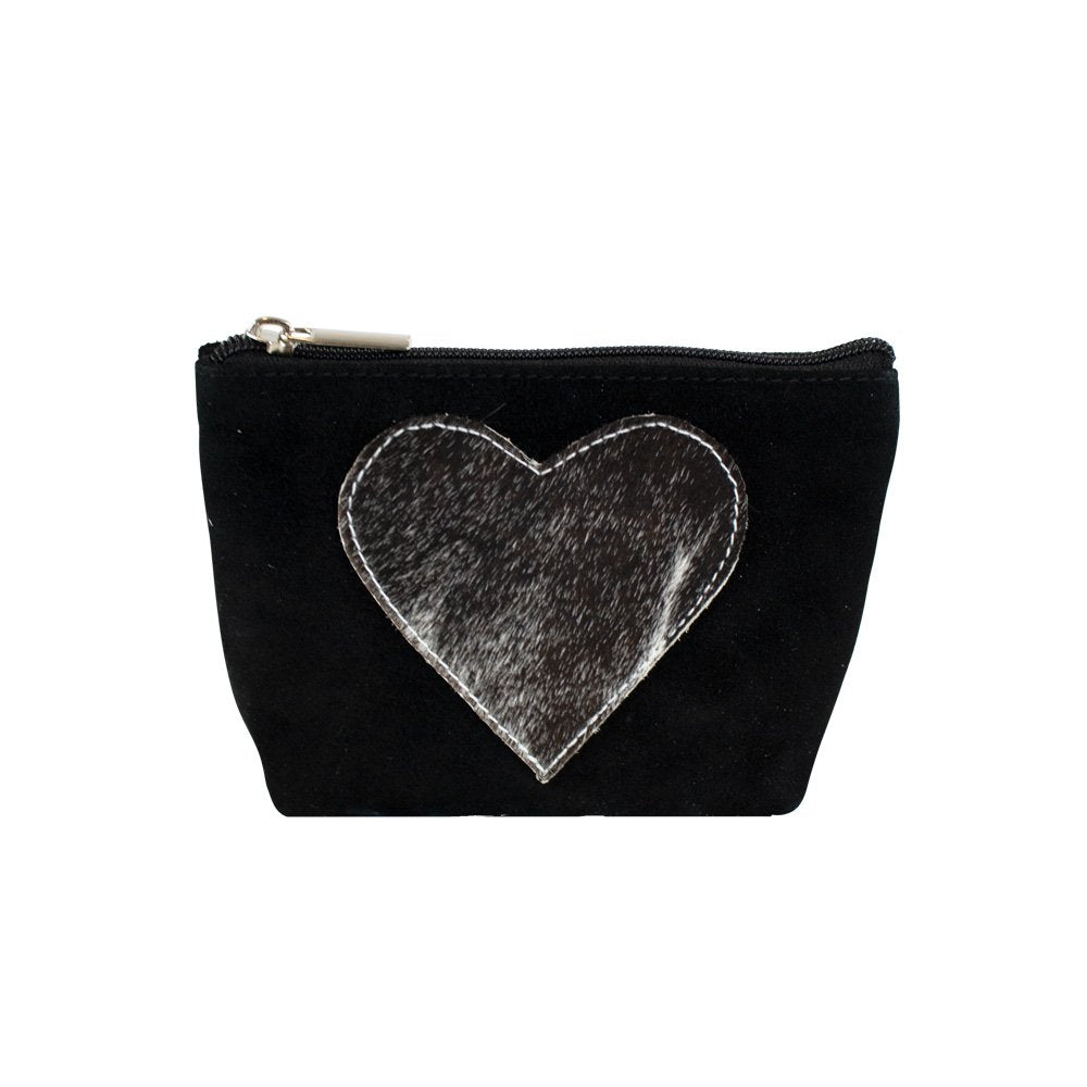 Make up tas hart zwart 15cm