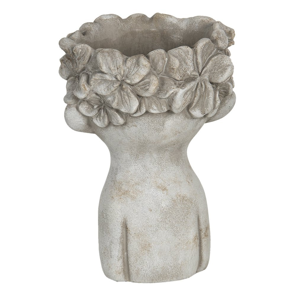 Bloempot 11x11x18 cm Grijs Steen Bloempot Binnen