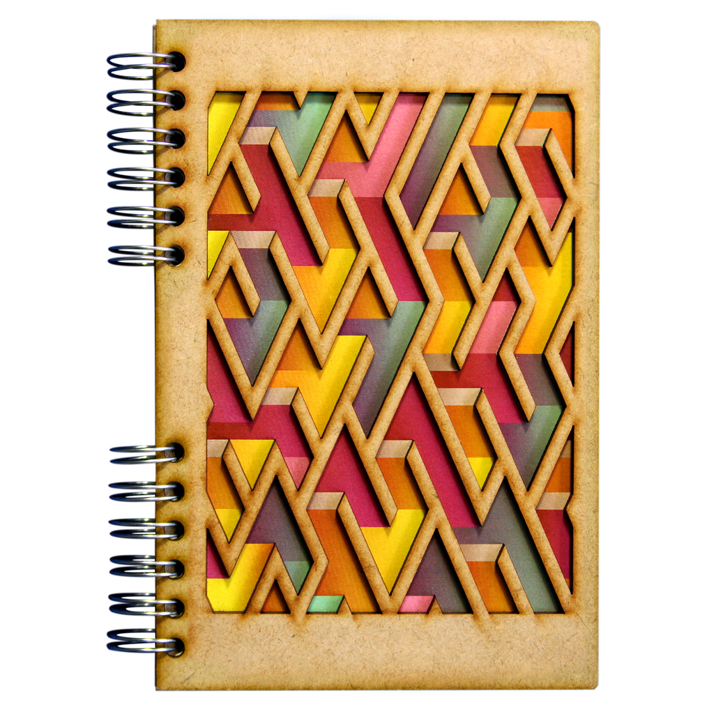 Duurzaam Houten Notitieboek – Komoni – Labyrinth – Gerecycled papier